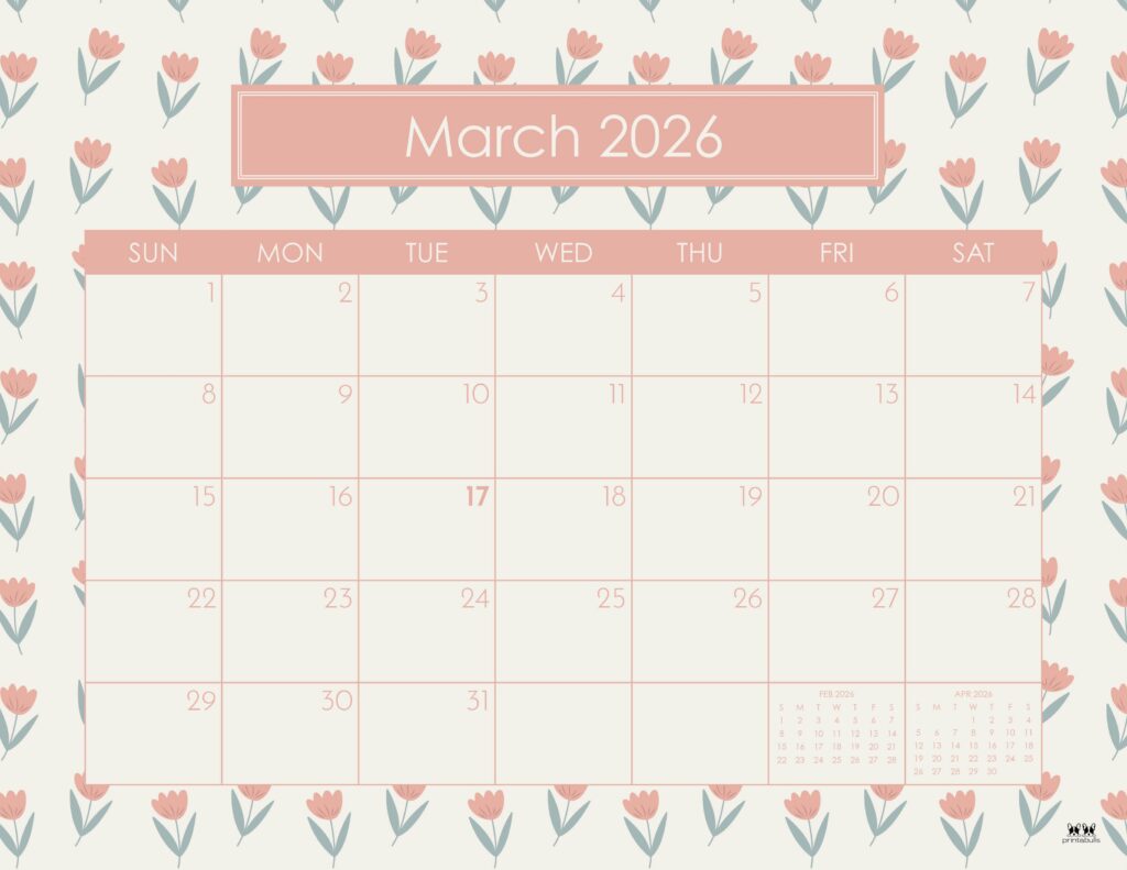 March 2026 Calendars - 123 FREE Printables 179 Printable-March-2026-Calendar-Style-65