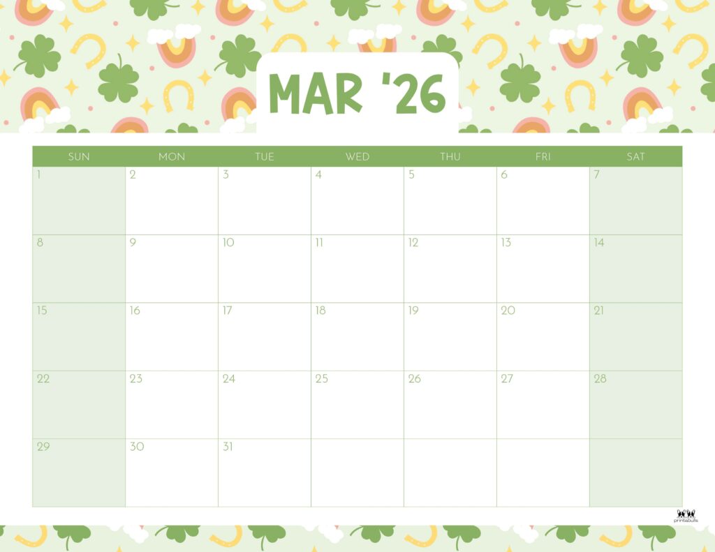 March 2026 Calendars - 123 FREE Printables 182 Printable-March-2026-Calendar-Style-66