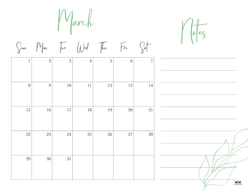 March 2026 Calendars - 123 FREE Printables 161 Printable-March-2026-Calendar-Style-7