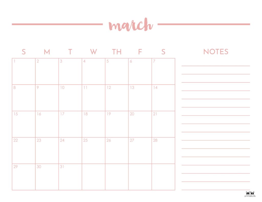 March 2026 Calendars - 123 FREE Printables 164 Printable-March-2026-Calendar-Style-70