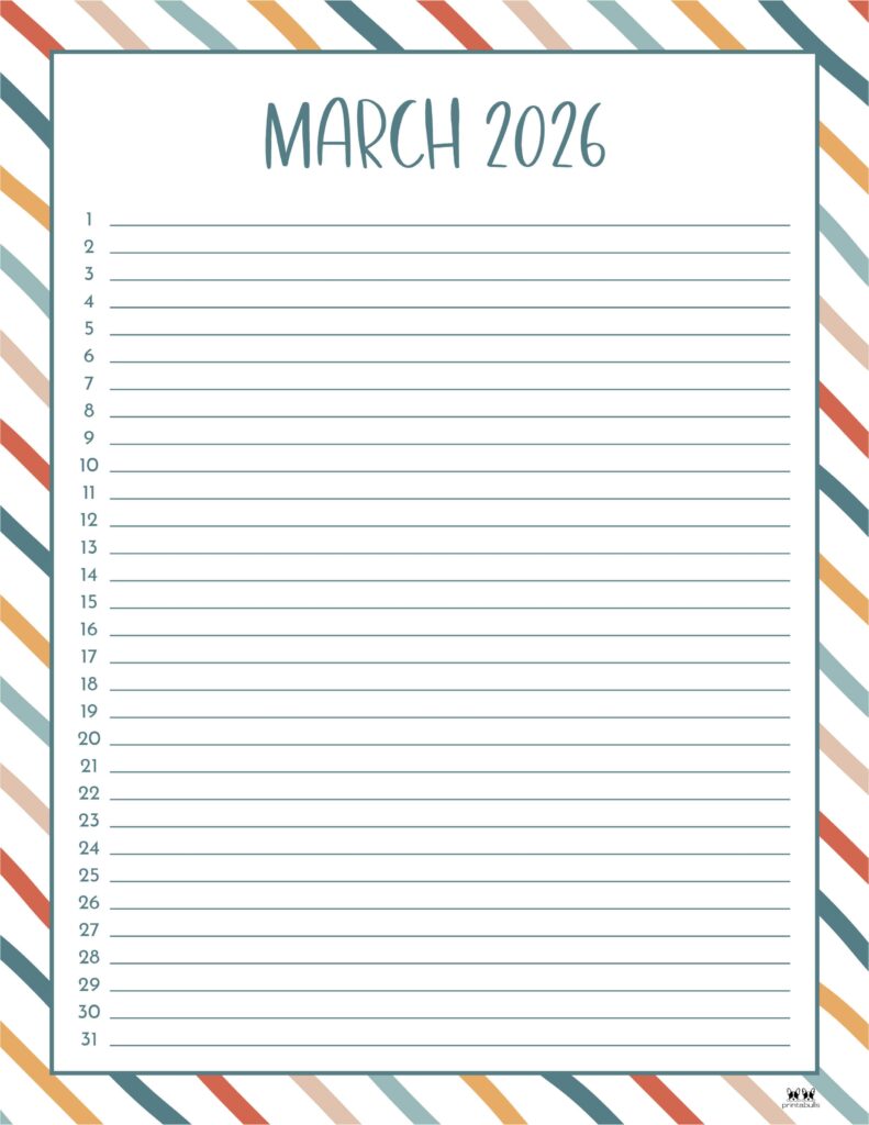 March 2026 Calendars - 123 FREE Printables 208 Printable-March-2026-Calendar-Style-75