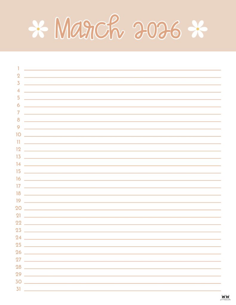 March 2026 Calendars - 123 FREE Printables 209 Printable-March-2026-Calendar-Style-76