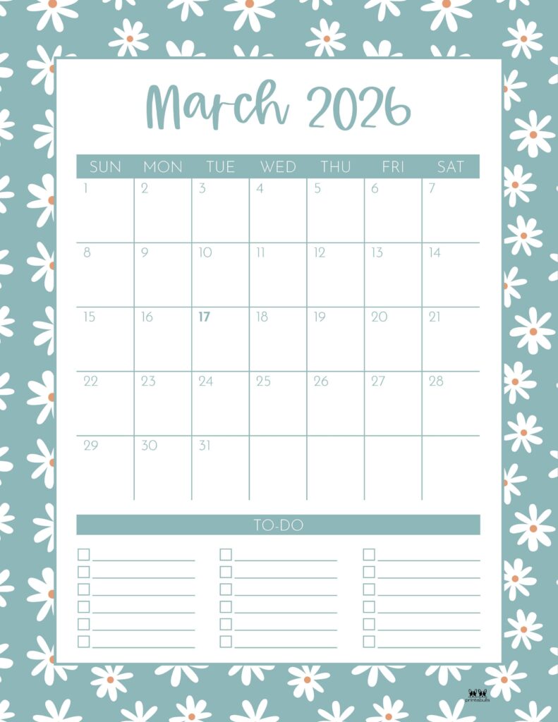 March 2026 Calendars - 123 FREE Printables 169 Printable-March-2026-Calendar-Style-77