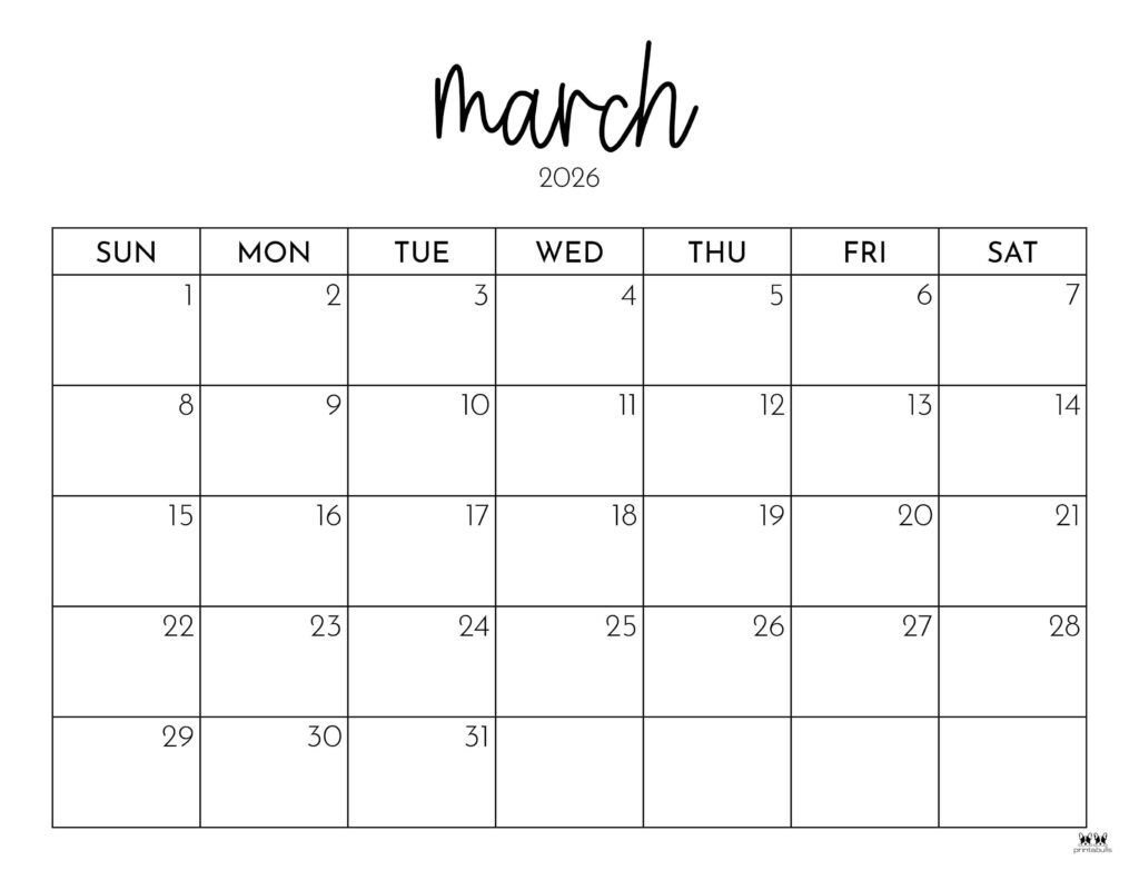 March 2026 Calendars - 123 FREE Printables 142 Printable-March-2026-Calendar-Style-79