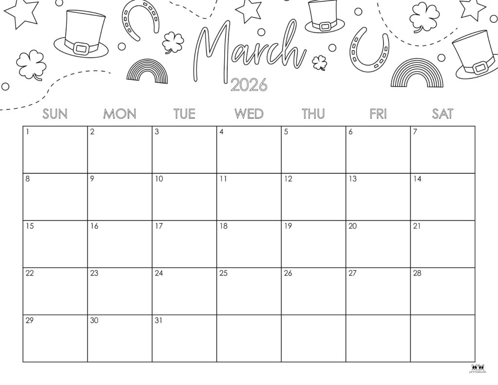 March 2026 Calendars - 123 FREE Printables 237 Printable-March-2026-Calendar-Style-87