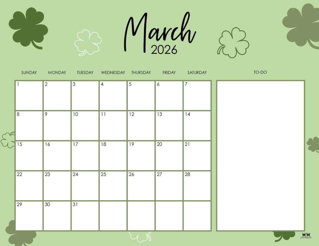 March 2026 Calendars - 123 FREE Printables 172 Printable-March-2026-Calendar-Style-95