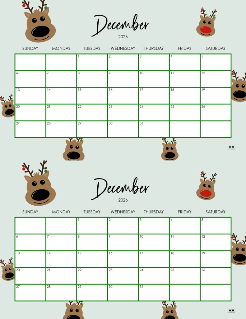 December 2026 Calendars - 123 FREE Printables 234 Printable-December-2026-Calendar-Style-100
