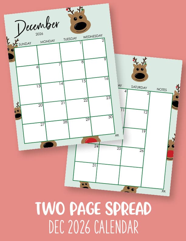 December 2026 Calendars - 123 FREE Printables 229 Printable-December-2026-Calendar-Style-103
