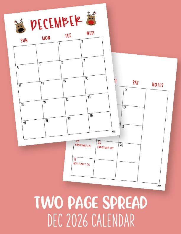 December 2026 Calendars - 123 FREE Printables 230 Printable-December-2026-Calendar-Style-104