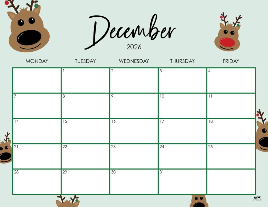 December 2026 Calendars - 123 FREE Printables 195 Printable-December-2026-Calendar-Style-109