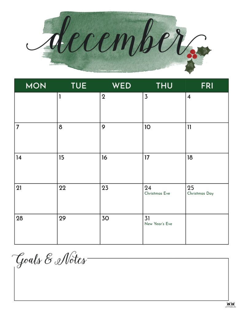December 2026 Calendars - 123 FREE Printables 204 Printable-December-2026-Calendar-Style-118
