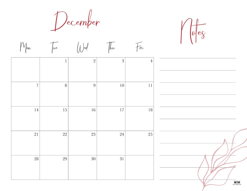 December 2026 Calendars - 123 FREE Printables 209 Printable-December-2026-Calendar-Style-123