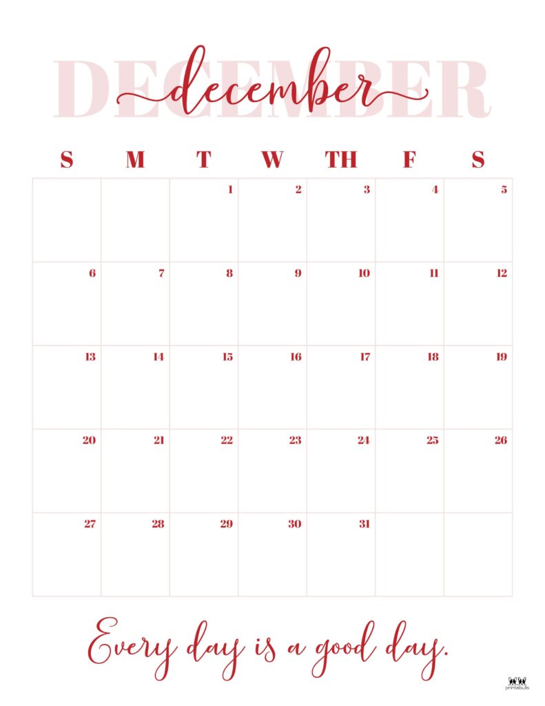 December 2026 Calendars - 123 FREE Printables 133 Printable-December-2026-Calendar-Style-13