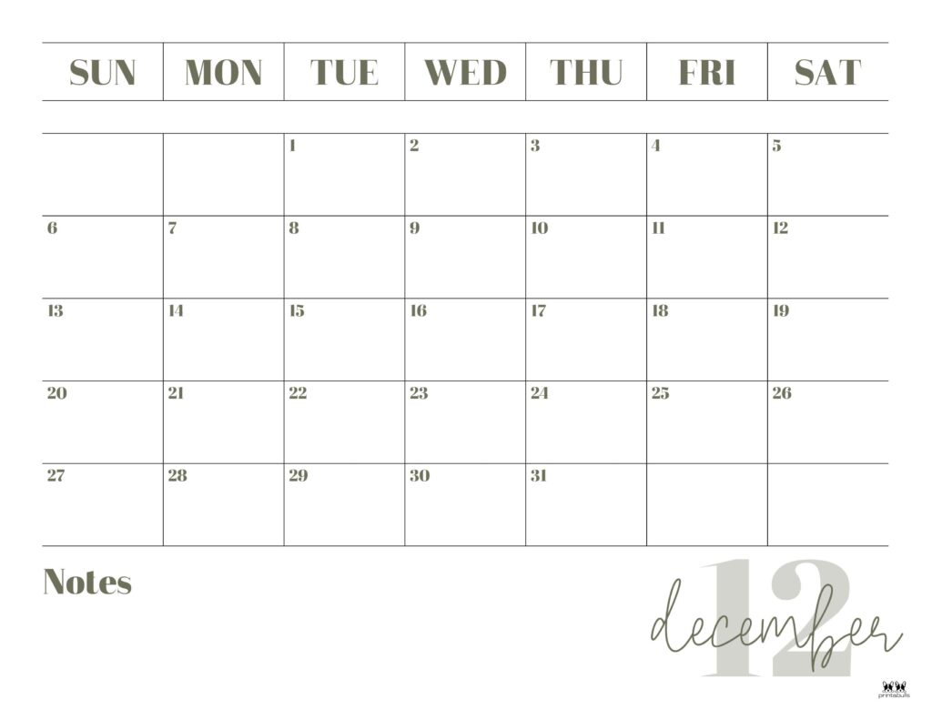December 2026 Calendars - 123 FREE Printables 162 Printable-December-2026-Calendar-Style-2