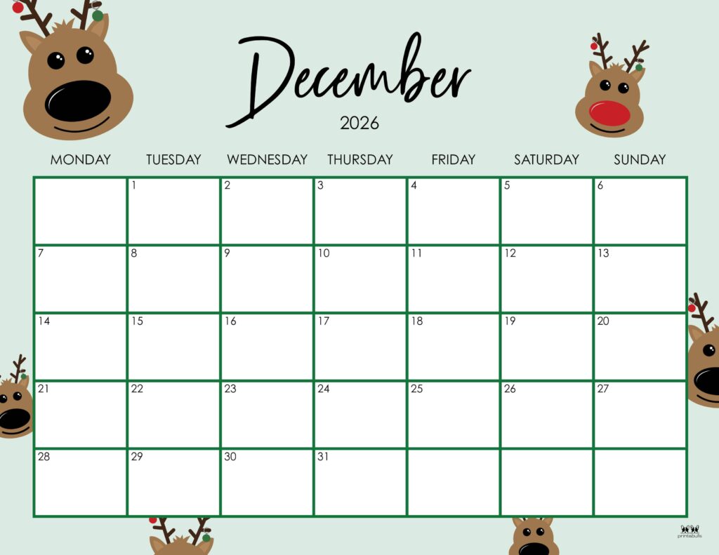 December 2026 Calendars - 123 FREE Printables 189 Printable-December-2026-Calendar-Style-29