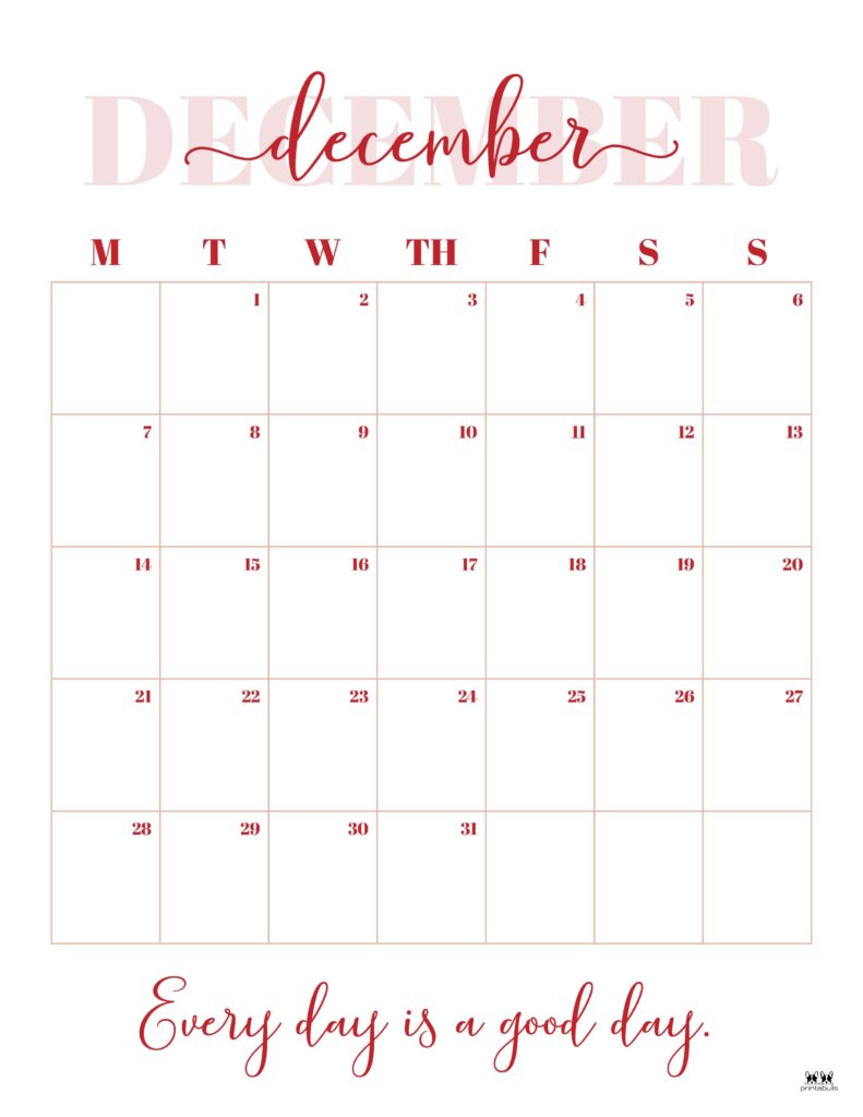 December 2026 Calendars - 123 FREE Printables 192 Printable-December-2026-Calendar-Style-32
