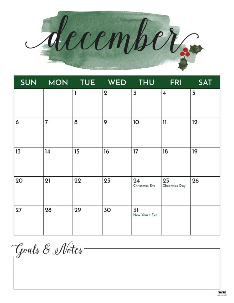 December 2026 Calendars - 123 FREE Printables 149 Printable-December-2026-Calendar-Style-5