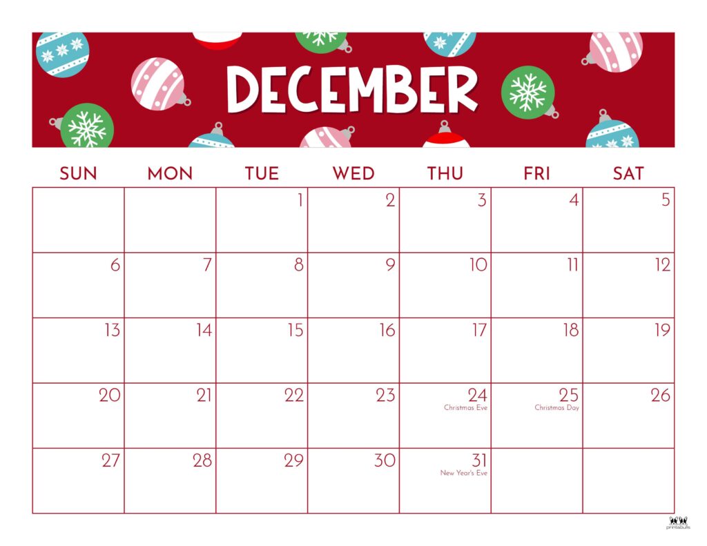 December 2026 Calendars - 123 FREE Printables 151 Printable-December-2026-Calendar-Style-52