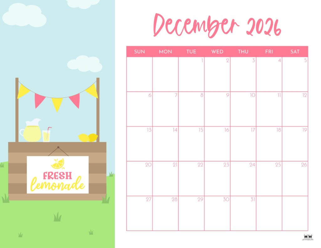 December 2026 Calendars - 123 FREE Printables 243 Printable-December-2026-Calendar-Style-55