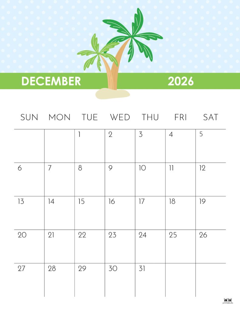 December 2026 Calendars - 123 FREE Printables 245 Printable-December-2026-Calendar-Style-57