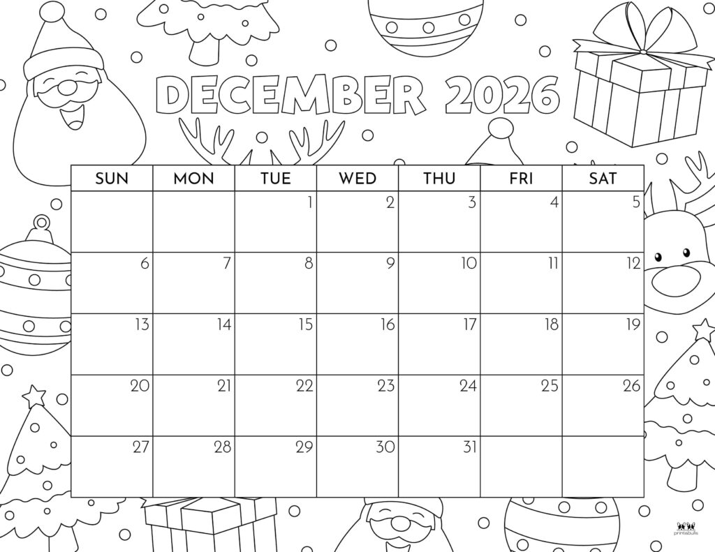 December 2026 Calendars - 123 FREE Printables 239 Printable-December-2026-Calendar-Style-59