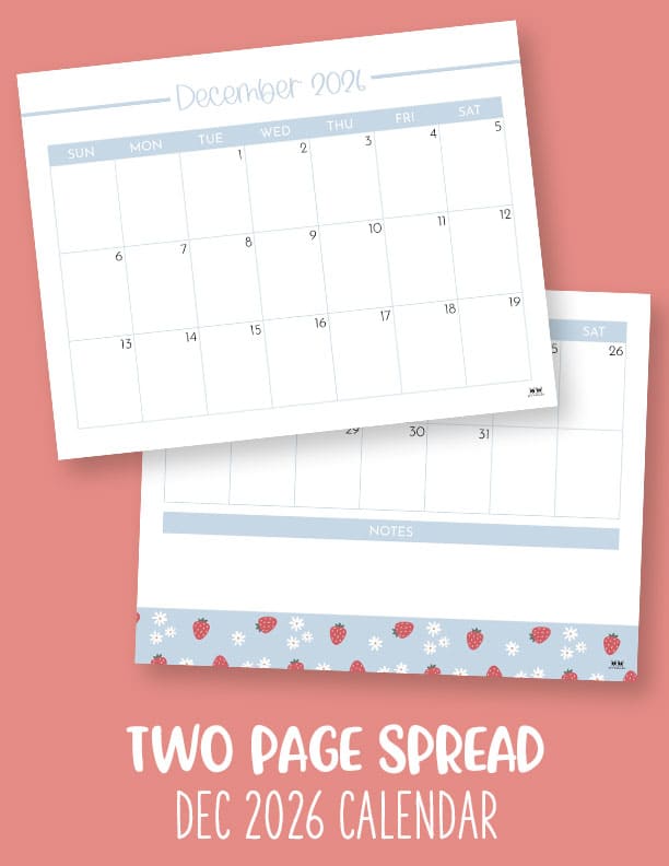 December 2026 Calendars - 123 FREE Printables 224 Printable-December-2026-Calendar-Style-68