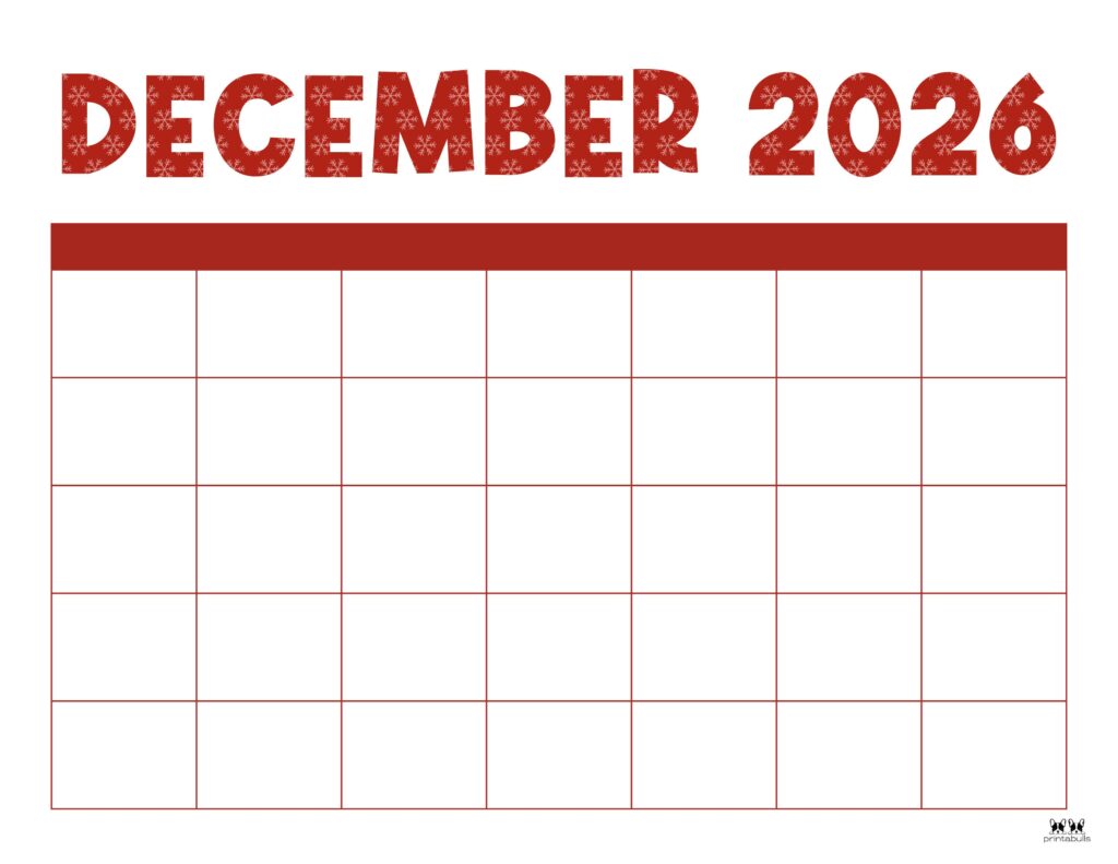 December 2026 Calendars - 123 FREE Printables 156 Printable-December-2026-Calendar-Style-72