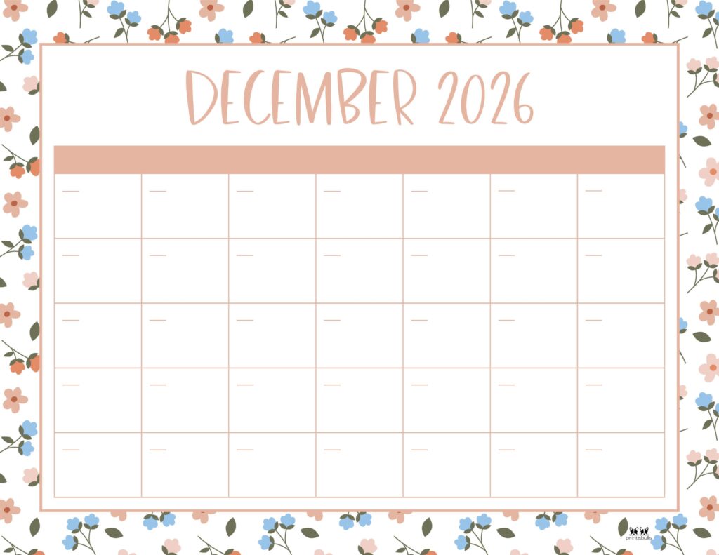 December 2026 Calendars - 123 FREE Printables 157 Printable-December-2026-Calendar-Style-73