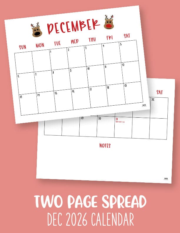 December 2026 Calendars - 123 FREE Printables 227 Printable-December-2026-Calendar-Style-86