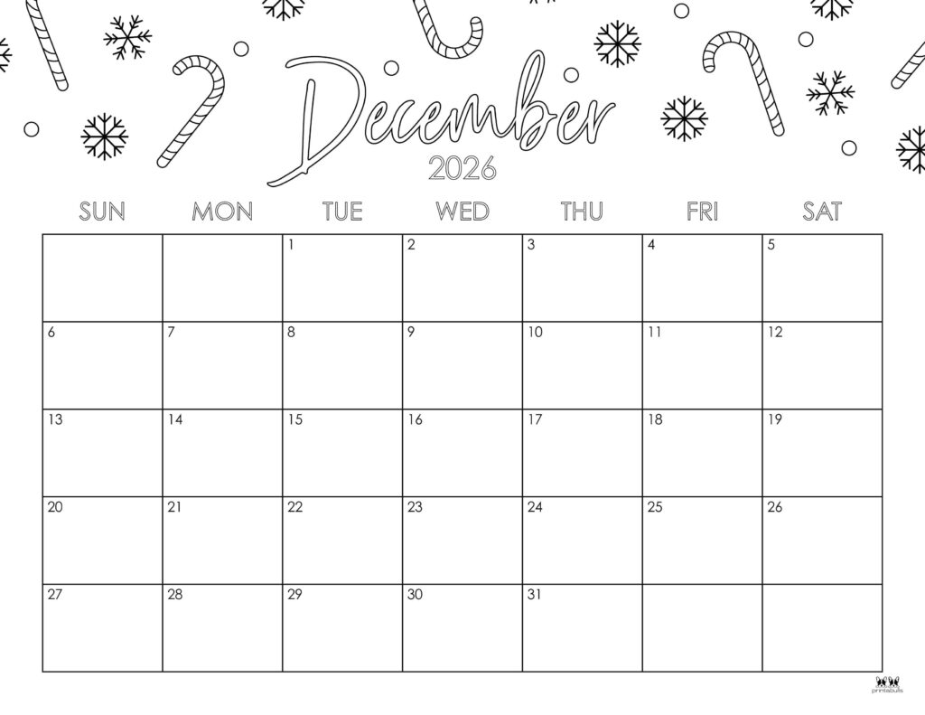 December 2026 Calendars - 123 FREE Printables 240 Printable-December-2026-Calendar-Style-87