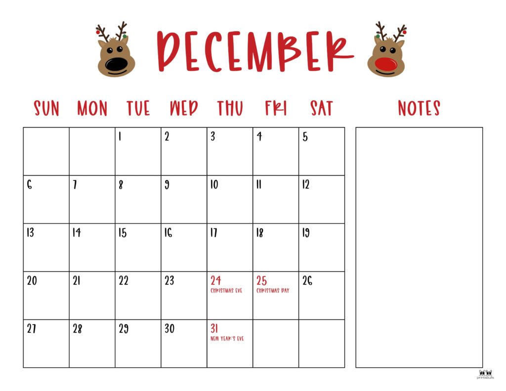 December 2026 Calendars - 123 FREE Printables 171 Printable-December-2026-Calendar-Style-91