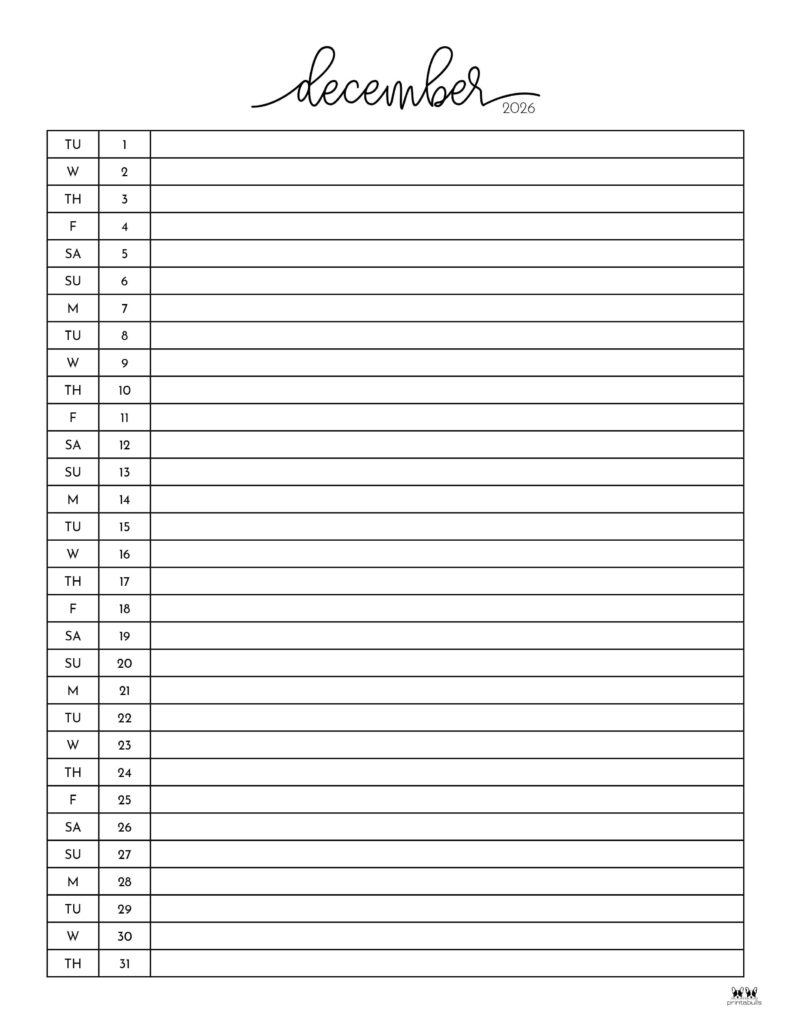 December 2026 Calendars - 123 FREE Printables 217 Printable-December-2026-Calendar-Style-92