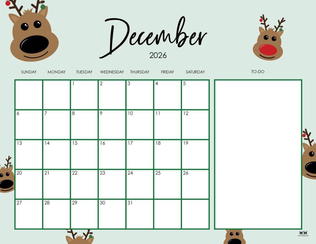 December 2026 Calendars - 123 FREE Printables 175 Printable-December-2026-Calendar-Style-95
