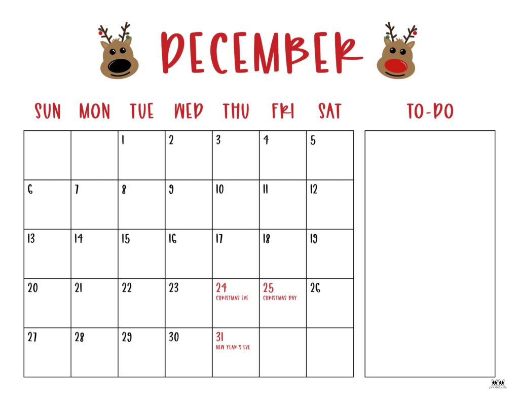 December 2026 Calendars - 123 FREE Printables 176 Printable-December-2026-Calendar-Style-96