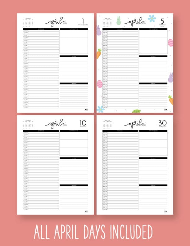 2026 Hourly/Daily Planners - All 365 Days | Printabulls