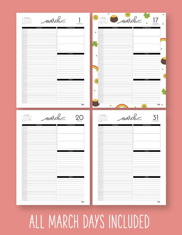 Printable-Hourly-Daily-2026-Planner-March-1
