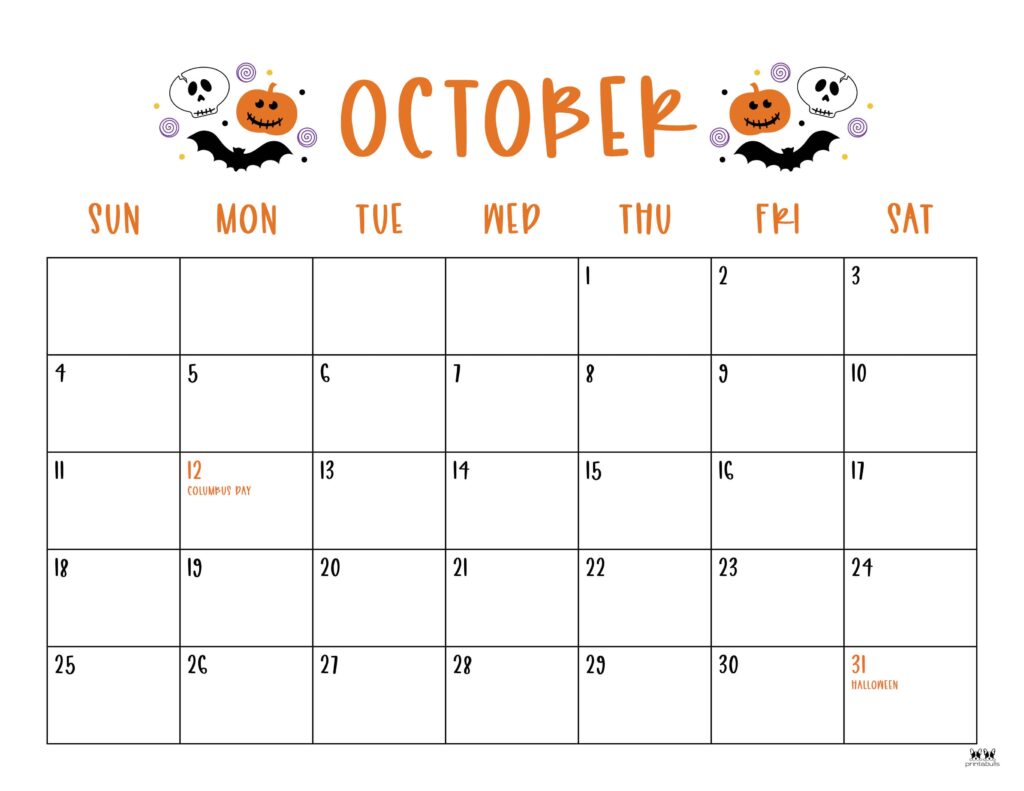 October 2026 Calendars - 123 FREE Printables 149 Printable-October-2026-Calendar-Style-10