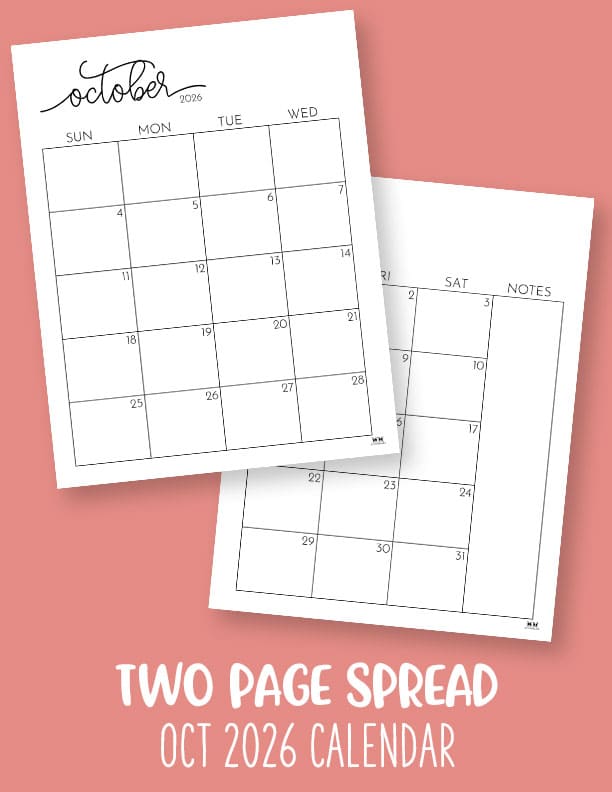 October 2026 Calendars - 123 FREE Printables 227 Printable-October-2026-Calendar-Style-102