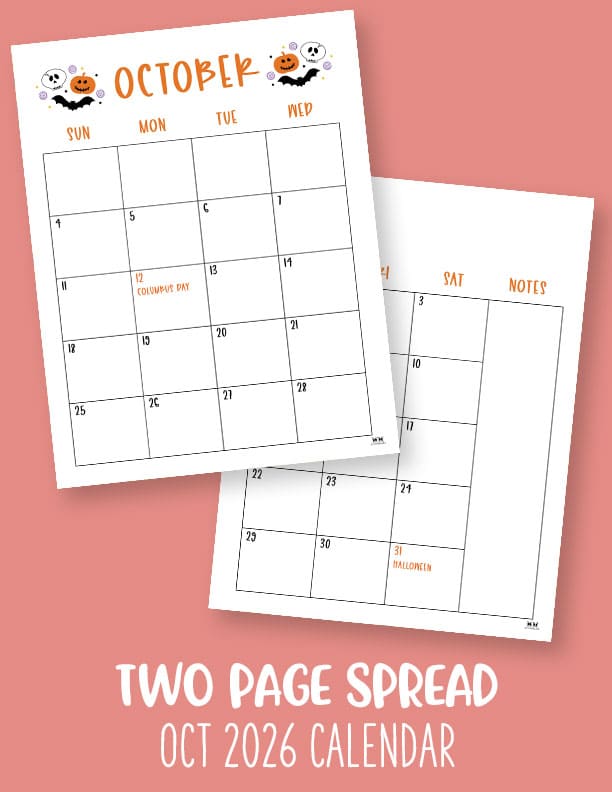October 2026 Calendars - 123 FREE Printables 229 Printable-October-2026-Calendar-Style-104