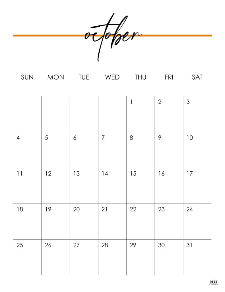 October 2026 Calendars - 123 FREE Printables 130 Printable-October-2026-Calendar-Style-11