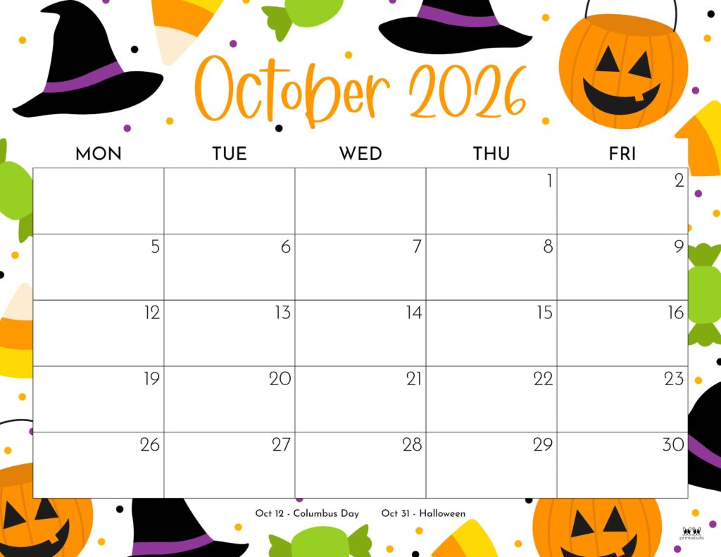 October 2026 Calendars - 123 FREE Printables 197 Printable-October-2026-Calendar-Style-112