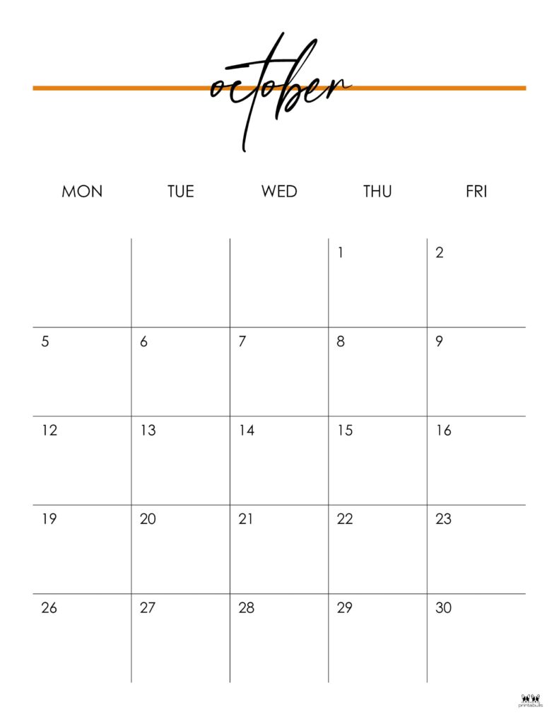 October 2026 Calendars - 123 FREE Printables 200 Printable-October-2026-Calendar-Style-115