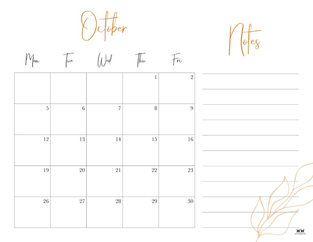 October 2026 Calendars - 123 FREE Printables 208 Printable-October-2026-Calendar-Style-123