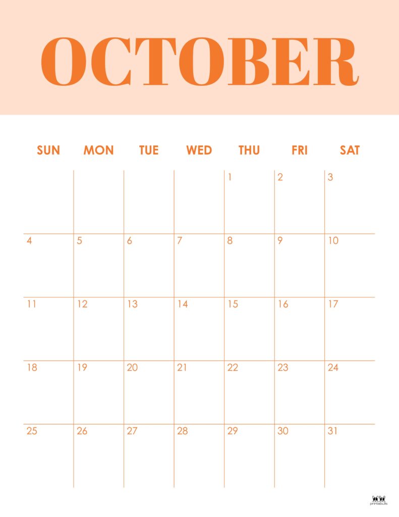 October 2026 Calendars - 123 FREE Printables 135 Printable-October-2026-Calendar-Style-16