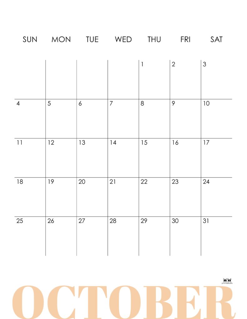 October 2026 Calendars - 123 FREE Printables 136 Printable-October-2026-Calendar-Style-17