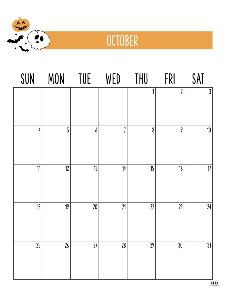 October 2026 Calendars - 123 FREE Printables 137 Printable-October-2026-Calendar-Style-18