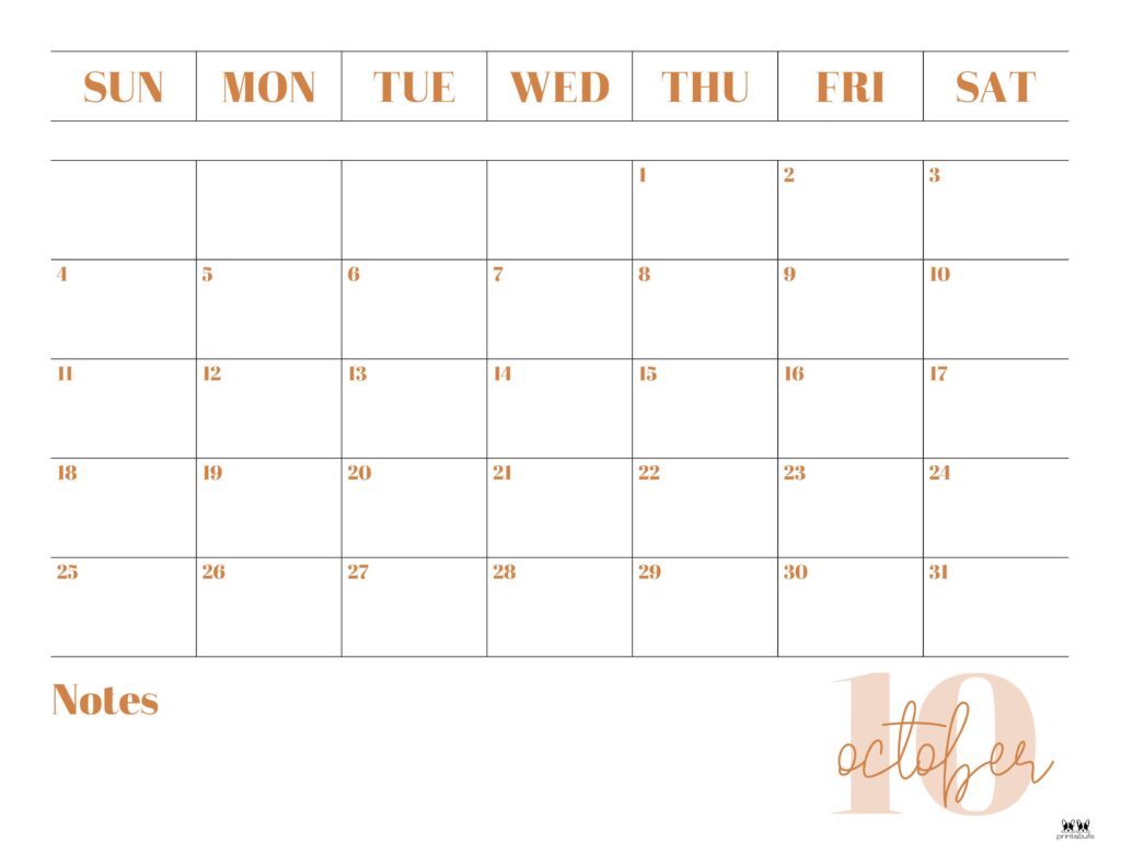 October 2026 Calendars - 123 FREE Printables 161 Printable-October-2026-Calendar-Style-2