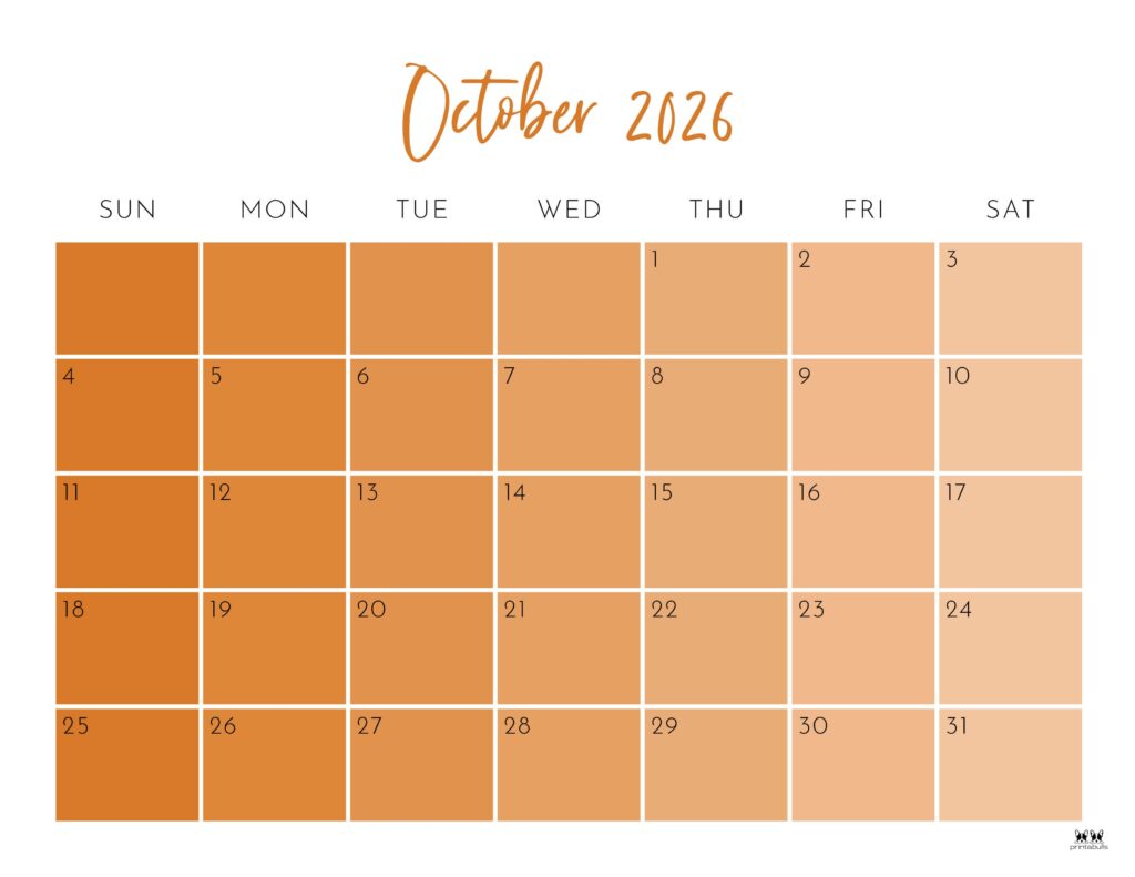 October 2026 Calendars - 123 FREE Printables 142 Printable-October-2026-Calendar-Style-24