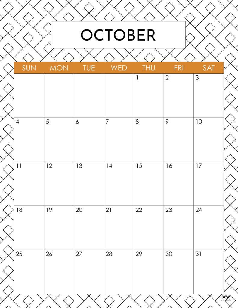 October 2026 Calendars - 123 FREE Printables 143 Printable-October-2026-Calendar-Style-25