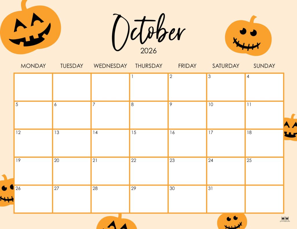 October 2026 Calendars - 123 FREE Printables 188 Printable-October-2026-Calendar-Style-29